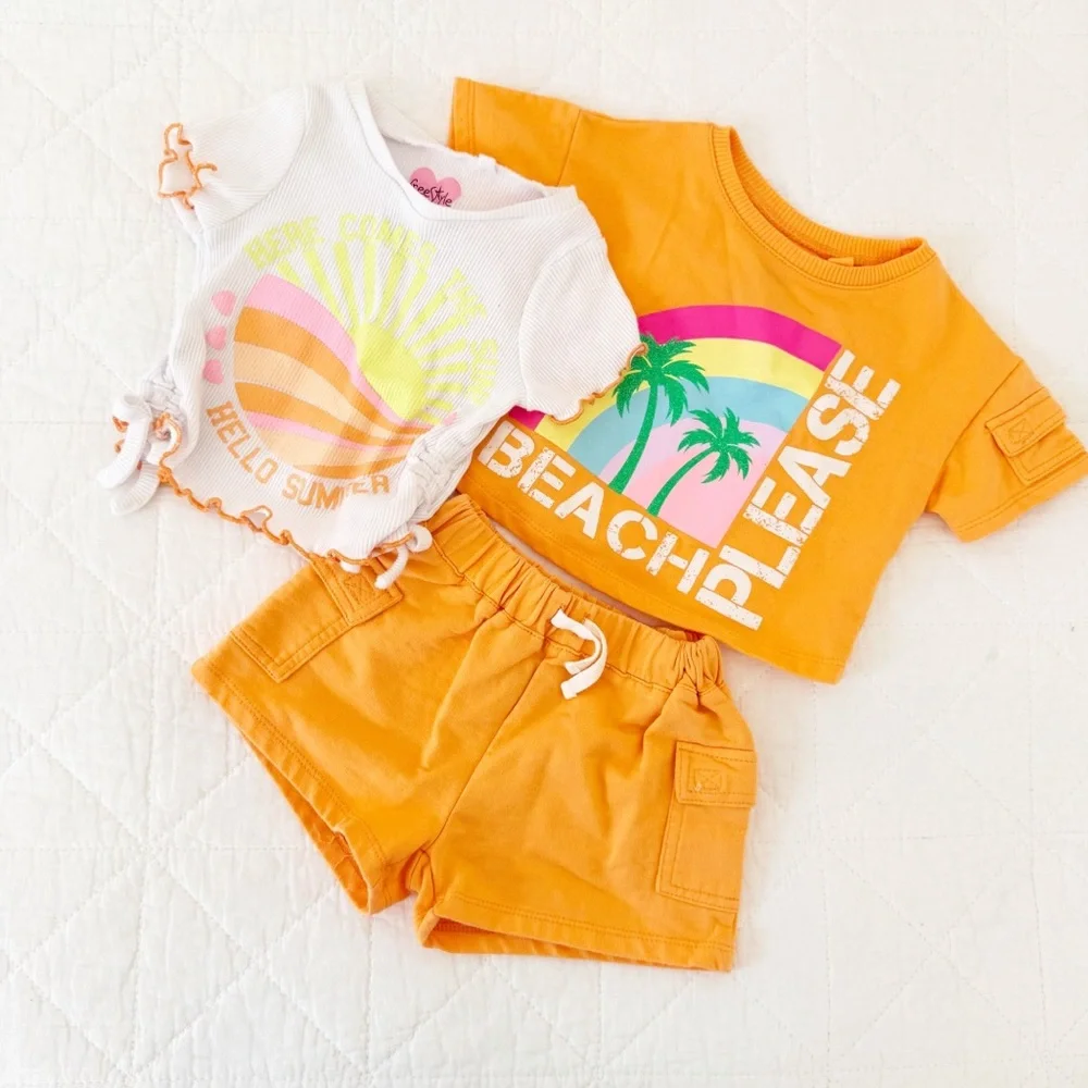 2T Freestyle Revolution Kids Coordinating Short Set Orange - Picture 1 of 5